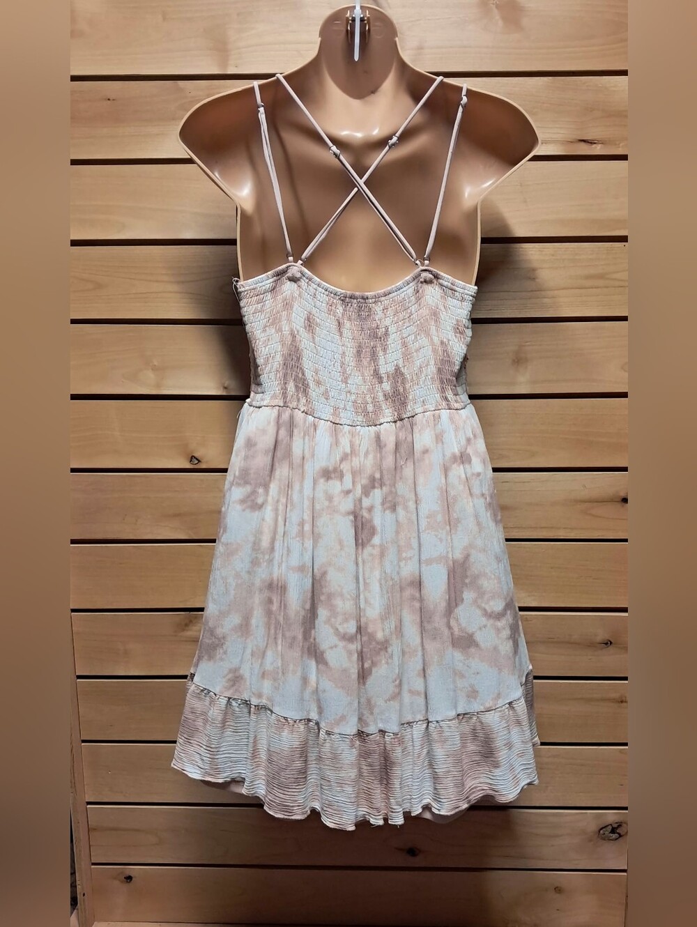 Boho Crochet Tye-Dye Mini Dress Size L - Picture 4 of 9